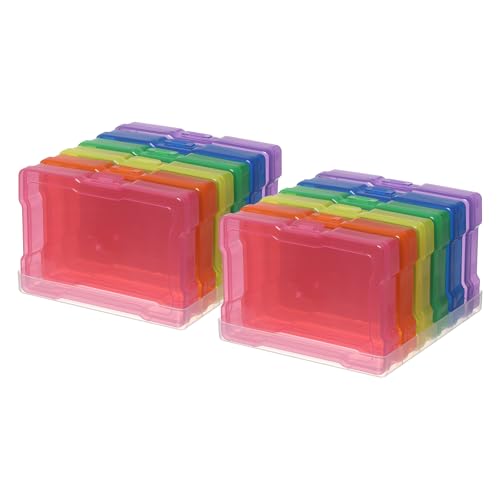 novelinks Transparent 4" x 6" Photo Storage Boxes, 6 Inner Photo Organizer Cases with Tray, Picture Storage Containers for 4x6 Prints, Craft & Memory Card Sorting Box (Color 2Pack) - color: Multi-colored 2 Pack