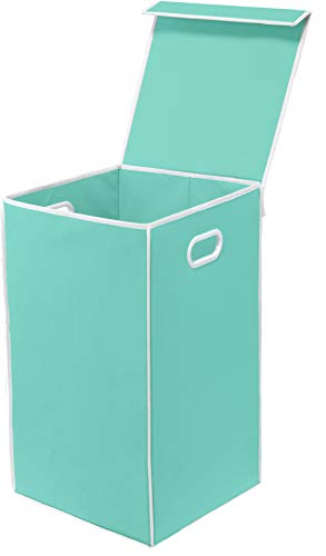 Simple Houseware Single Laundry Basket with Lid, Turquoise - color: Turquoise
