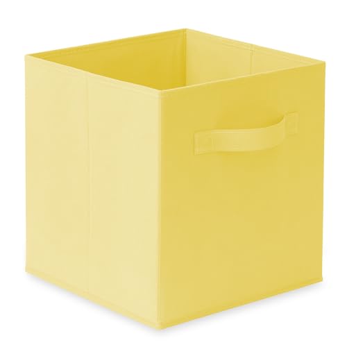 Casafield Set of 6 Collapsible Fabric Cube Storage Bins, Yellow - 11" Foldable Cloth Baskets for Shelves, Cubby Organizers & More - color: Yellow, size: 10.5" x 10.5" x 11"