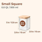 ComSaf 0.8 Qt Glass Food Storage Jars Set of 6, Clear Storage Containers with Airtight Lids, Pantry Organization Jar, Spice Jar, Blooming Tea, Oat, Coffee and Sugar Container, Canister Set for Kitchen - size: 0.8Qt*6