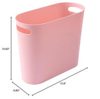 rejomiik Small Trash Can, 3.5 Gallon Slim Garbage Can Plastic Waste Basket with Handles Container Bin for Narrow Spaces Bathroom, Bedroom, Kitchen, Office at Home, Rosette Pink - color: Rosette Pink, size: 1 pack