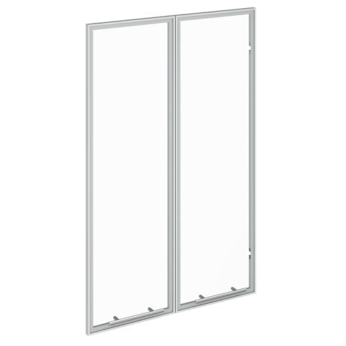 ROOMTEC Modular Closet System Glass Door Pair Set, Shaker-Style Frame Add-On for Double Hanging Units, Tempered Glass Panels, 39.37" H × 31.5" W - size: Framed Glass Door – 31.5"W x 39.37"H
