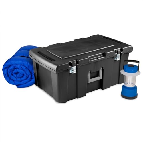 Sterilite 4-Pack Footlocker, Lockable Plastic Utility Storage Container Box, Black - Heavy-Duty Organizing Containers for Home, Garage, Office, and Basement - size: 4 Pack