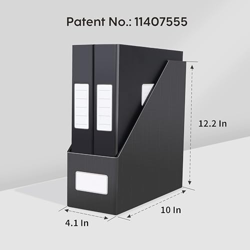 JiaWei Black Magazine File Holders, 3 Packs Sturdy Cardboard File Rack, Office Organization Desktop Storage File Box Binder for Shelves and Desk, Folder Holder for Office or Classroom - color: Black