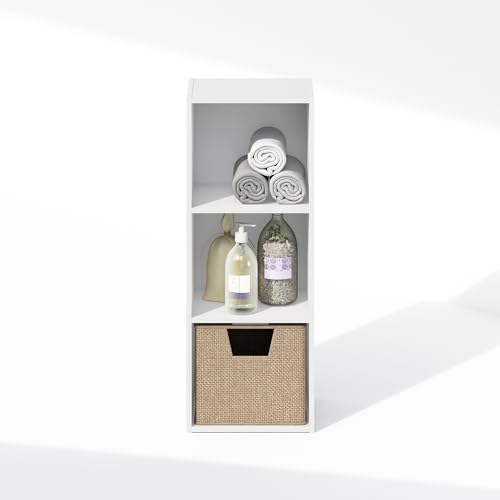 Furinno Reed Closet Organizers and Storage, 3-Tier Closet Organizer, Open Shelf Closet Storage, for Wardrobe, Bedroom, Living Room, White - color: White, size: 3-Tier, 12"W
