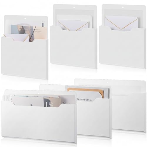 Fuutreo 6 Pcs Magnetic Wall File Organizer Magnetic Wall File Holder Refrigerator Magazine Holder for Mail Letters Paper(White,Horizontal & Vertical) - color: White, size: Horizontal & Vertical