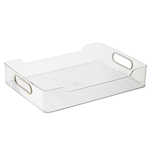 Oggi Cabinet/Drawer Storage Bin - 14" x 10", Clear/Gray, Ideal for Kitchen Organization, Pantry Storage, Fridge Organizing - Set of 6 - size: 14" x 10" - Set of 6