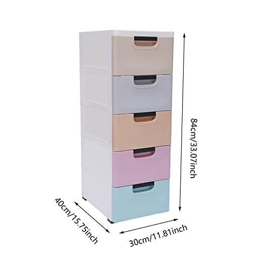 5 Drawers Stackable Storage Drawers Plastic Storage Drawers Collapsible Storage Bins Plastic Clothes Organizer Drawers Storage for Living Room,Bedroom,Office (Light Colors, 11.81" W) - color: Light Colors, size: 11.81" W