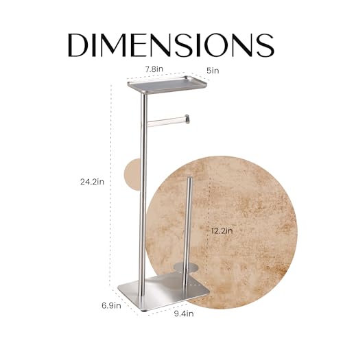 Day Moon™ - Toilet Paper Holder - Modern Roll Holder for Bathroom - 1 Pack - Free Standing - with Shelf, Brushed Nickel - color: Brushed Nickel, size: Free Standing 1 Pack