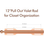 FIRJOY 12" Valet Rod for Closet Pull Out (2 Pack, Rose Gold) - color: Rose Gold, size: 2 Pack
