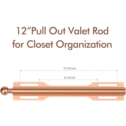 FIRJOY 12" Valet Rod for Closet Pull Out (2 Pack, Rose Gold) - color: Rose Gold, size: 2 Pack