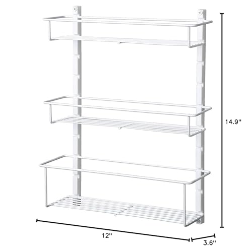 ClosetMaid Adjustable 3 Shelf Spice Rack Organizer Kitchen Pantry Storage for Cabinet Door or Wall Mount with Metal Shelves, White (2 Pack)