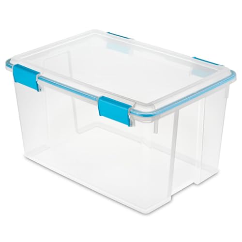 Sterilite 8-Pack Gasket Box, Weather-Resistant Storage Bins with Latching Lids, 54 Quart - Heavy-Duty Organizing Containers for Closet, Bathroom, and Office - size: 54 Quart, style: 8 Pack