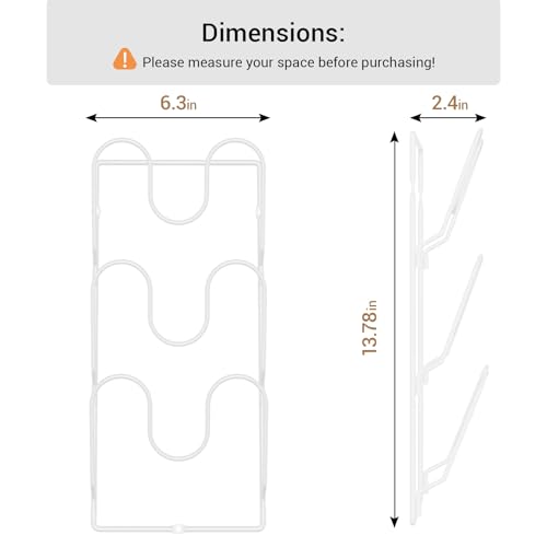 ORDORA 2 Pack Pot Lid Organizer Rack for Cabinet Door, 6-Tier Pot Lid Holders inside Cabinet, No Drilling Adhesive Wall Door Mounted Rustproof Pots and Pans Cover Organizers for Kitchen Storage, White - color: White