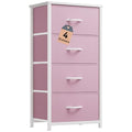 DWVO Storage Drawer with 4 Drawers - Fabric Dressers, Dresser for Bedroom, Living Room, Closets - Sturdy Steel Frame, Wooden Top & Easy Pull Fabric Bins - color: Pink, style: 4-Drawer