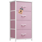 DWVO Storage Drawer with 4 Drawers - Fabric Dressers, Dresser for Bedroom, Living Room, Closets - Sturdy Steel Frame, Wooden Top & Easy Pull Fabric Bins - color: Pink, style: 4-Drawer