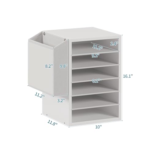 Unionly, 6 Tier Adjustable Countertop Mail Sorter, Mailboxes With Name Slots, Literature Organization Paper Storage Slot, Office Desk File Organizer, Wooden Desktop Mailbox for Classroom, White - color: White, size: 6 Slots