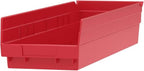 Akro-Mils 30164 Plastic Shelf Bins, Heavy Duty Storage Bins for Garage, Closet, and Drawer Organization, 24-Inch x 6-1/2-Inch x 4-Inch, Red, 6-Pack - color: Red