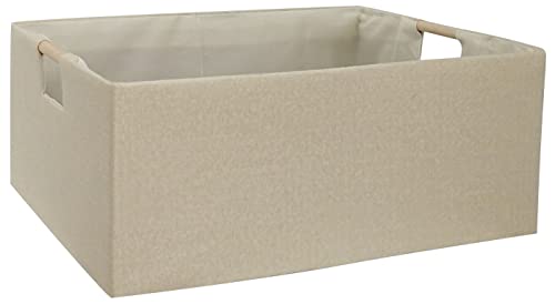 Storage Bin for Shelves Rectangle Closet Baskets Foldable Box with Handles Beige Shelf Baskets Toy Boxes for Home Office Car Dormroom - color: Beige