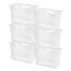 IRIS USA Medium Portable Desktop File Box with Open Lid, 6 Pack, Side Handles, Hanging File Folders, Tabs & Inserts, Letter Size, Magazines, Newspapers, Mail, Books, Notebooks, Clear - style: Clear M - 6 Pack