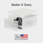 IRIS USA Stackable Shoe Storage Box with Latch Drop Front Door, 6-Pack, for Scarf Game Organizer Container with Ventilation Holes for Closet Under Bed Entryway Storage, Strudy, Tall, Clear - size: 14 Qt Drop Front - 6 Pack