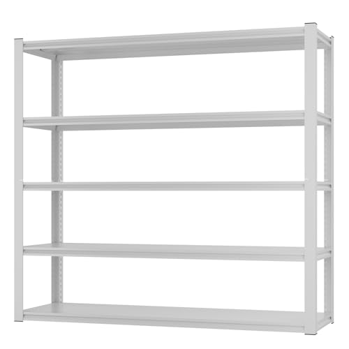 Himimi Garage Shelving 3500 LBS Garage Shelves Heavy Duty 72" H Standing Shelf Units, 5-Tier Adjustable Metal Shelving for Industrial Basement Warehouse, 48" W x 24" D x 72" H, White - color: White, size: 72"H x48"W x24"D