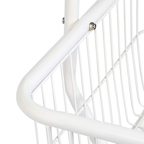 Amazon Basics Rectangular Laundry Hamper Basket Butler Cart with Wheels and Hanging Rack, Sturdy Metal, 71.1 inches Height, White
