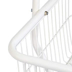 Amazon Basics Rectangular Laundry Hamper Basket Butler Cart with Wheels and Hanging Rack, Sturdy Metal, 71.1 inches Height, White