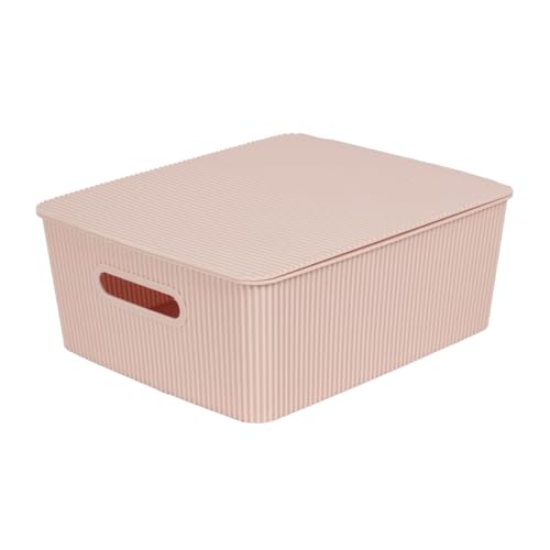 Glad Storage Baskets with Lids - Set of 4 Stackable Plastic Boxes with Handles - Decorative Shelf Organizer Bins for Bathroom and Closet, Pink, 3.1 Gallon - color: Pink, size: 3.1 Gallon