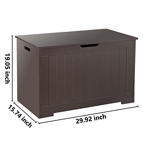 JungleA 30'' Storage Chest, Large Wooden Storage Box Shoe Storage Bench, Chests Organizers w/2 Safety Hinges, Blanket Storage Trunk for Living Room, Bedroom, Entryway,Espresso - color: Espresso, size: 30''