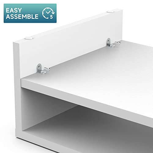 FITUEYES Monitor Stand - 2 Tier Computer Monitor Riser with 21.3 Inch Shelf, Wood Desktop Stand for Laptop Computer Screen, Desk Organization, Office Supplies - color: White, size: 21.3“