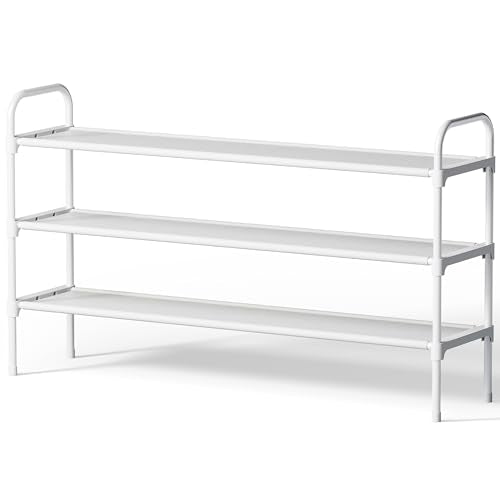 Kitsure Extra-Long Shoe Rack for Closet, Shoe Organizer for Front Door Entrance, Stackable Shoe Shelf, Detachable Closet Organizers and Storage, 39.0" Wide - 3 Tier, White - color: White, size: 39.0" Wide - 3 Tier