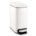 TrashAid Slim Bathroom Trash Can with Lid Soft Close, 6 Liter/1.6 Gallon Stainless Steel Small Garbage Can with Removable Inner Bucket, Step Pedal, Slim Wastebasket for Toilet, Office, Bedroom, White - color: White