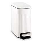 TrashAid Slim Bathroom Trash Can with Lid Soft Close, 6 Liter/1.6 Gallon Stainless Steel Small Garbage Can with Removable Inner Bucket, Step Pedal, Slim Wastebasket for Toilet, Office, Bedroom, White - color: White