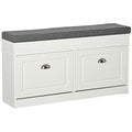 HOMCOM Modern Shoe Rack Bench for Entryway, Storage Organizer with Cushion, 2 Drawers, Adjustable Shelf, Holds 8 Pairs, White - color: White