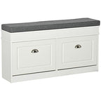 HOMCOM Modern Shoe Rack Bench for Entryway, Storage Organizer with Cushion, 2 Drawers, Adjustable Shelf, Holds 8 Pairs, White - color: White