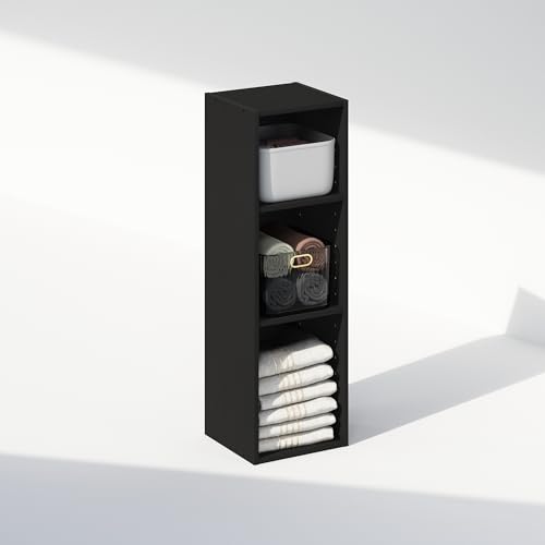 Furinno Reed 3-Tier Closet Organizers and Storage, Closet Organizer, Open Shelf Closet Storage, for Wardrobe, Bedroom, Living Room, 10-Inch Width, Blackwood - color: Blackwood, size: 3-Tier; 9.8" W
