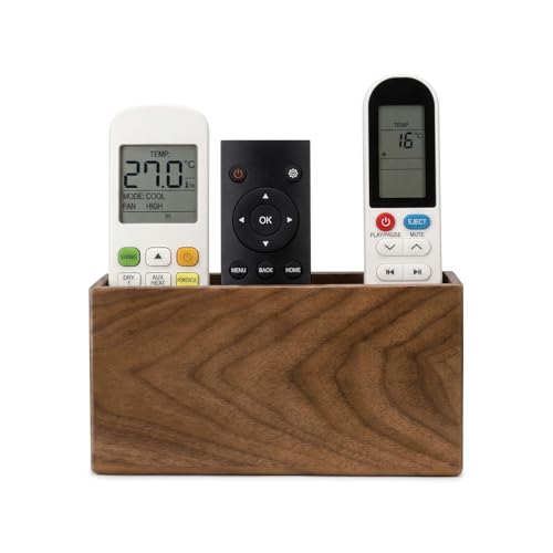 Remote Holder Hole-Free, Self-Adhesive Storage Wooden Box, Wall Mounted or Desk Mounted Container(Large Size) - size: Large