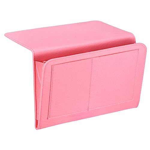 PATIKIL 13in Bedside Caddy, Bed Caddy Bedside Organizer Hanging 5 Pocket Soft Felt Bed Pockets Bedside Storage Organizer Remote Control Holder for Bedroom Phones Glasses, Pink - color: Pink, size: 12.6*8.6inch