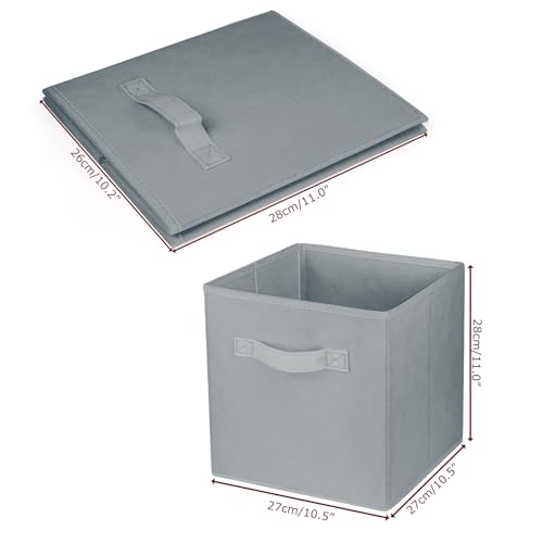 2 Pcs Storage Cubes, 10.5 Inch Collapsible Storage Bins, Fabric Foldable Bins for Organization, Durable Storage Bins for Closet, Shelves, Offices (Grey)