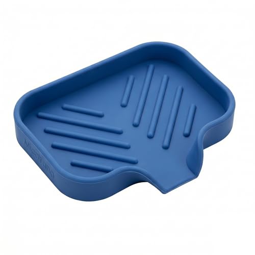 MicoYang Silicone Bathroom Soap Dishes with Drain Spout-Bathroom and Kitchen Sink Organizer,Sponge Holder,Dish Soap Tray,Perfect for Dispenser,Scrubber,Bottle,Cup on Counter Lichen Blue 4.9"×3.2" - color: Lichen Blue, size: S(4.9"×3.2")