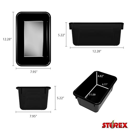 Storex Small Cubby Bins – Plastic Storage Containers for Classroom with Non-Snap Lid, 12.2 x 7.8 x 5.1 inches, Black, 5-Pack (62463U05C) - color: Black, style: Bin with Cover