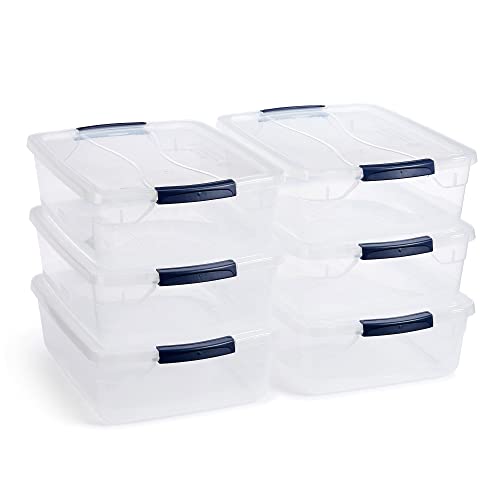 Rubbermaid Cleverstore 17 Qt Clear Storage Bins with Lids, 6-Pack, Stackable, BPA-Free, Made in USA - size: 17 Qt – 6 Pack