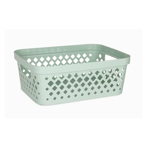 Glad Plastic Storage Basket Set, Value Pack of 6 | Open Storage Bins for Shelves, Bathroom, Pantry, Closet | Nesting Organizer Boxes with Handles, 2 Gallon, Sage - color: Sage, size: 2 Gallon
