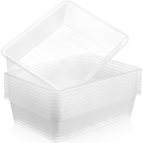 Hoteam 10 Pcs Flat Storage Organizer Tray Bin Paper Tray for Classroom Plastic Stackable File Organizer for School Office Teacher Book Organization(Clear,13.78 x 9.84 x 3.15 Inch) - color: Clear, size: 13.78 x 9.84 x 3.15 Inch