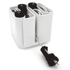 Cable Organizer with Multiple Compartments, Secure Cable Ends, Prevent Tangling, Tidy Workspace, Charging Solution, Desk Organizer Cord Management, White Plastic