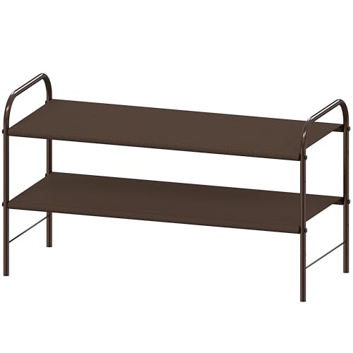 Simple Houseware 2-Tier Shoe Rack Storage Organizer, Bronze - color: Bronze, size: 2-Tier