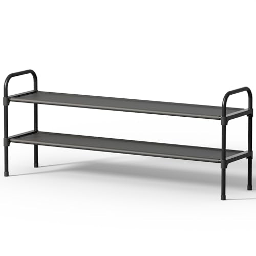 Kitsure Extra-Long Shoe Rack for Closet, Shoe Organizer for Front Door Entrance, Stackable Shoe Shelf, Detachable Closet Organizers and Storage, 39.0" Wide - 2 Tier, Black - color: Black, size: 39.0" Wide - 2 Tier