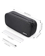 YOKUMA Pencil Case,Large Capacity Pencil Pouch,Aesthetic Zipper Pencil Box, Back to School Supplies for College Student Teen Adults,Travel Essentials,Electronic Cable Organize - color: Black