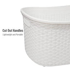 Mind Reader 40L Laundry Basket, Clothes Hamper, Wicker Design, Plastic, 23"L x 14.5"W x 11"H, Set of 2, White - color: White
